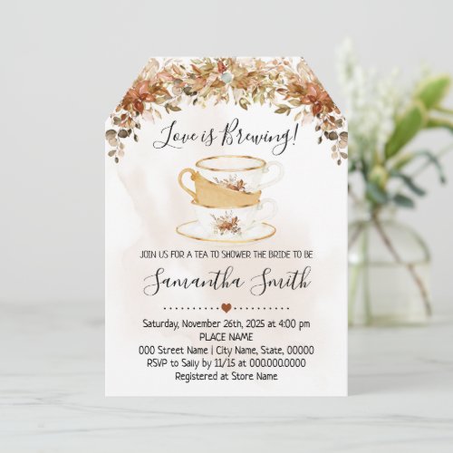 Love is Brewing Tea Bridal Shower Fall Invitation