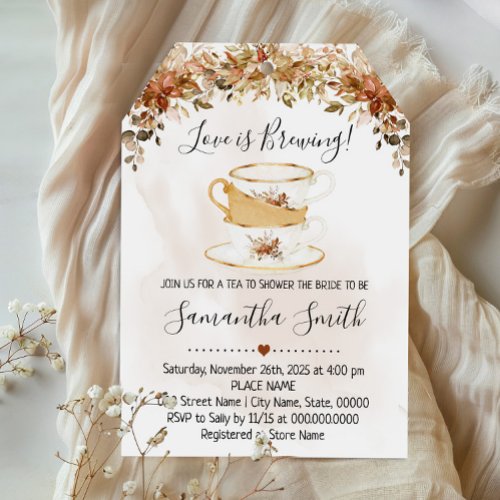 Love is Brewing Tea Bridal Shower Fall Invitation