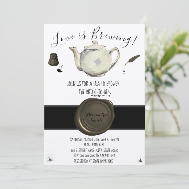 Love is Brewing | Tea Bridal Shower Invitation (Standing Front)