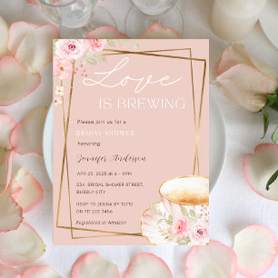 Love is Brewing Tea Garden Party Bridal Shower Invitation
