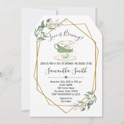 Love is brewing tea greenery shower invitation