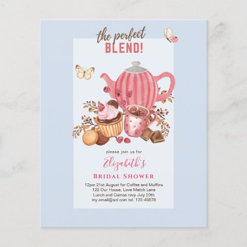 Love is brewing Tea Party BIRTHDAY SHOWER Invites Flyer