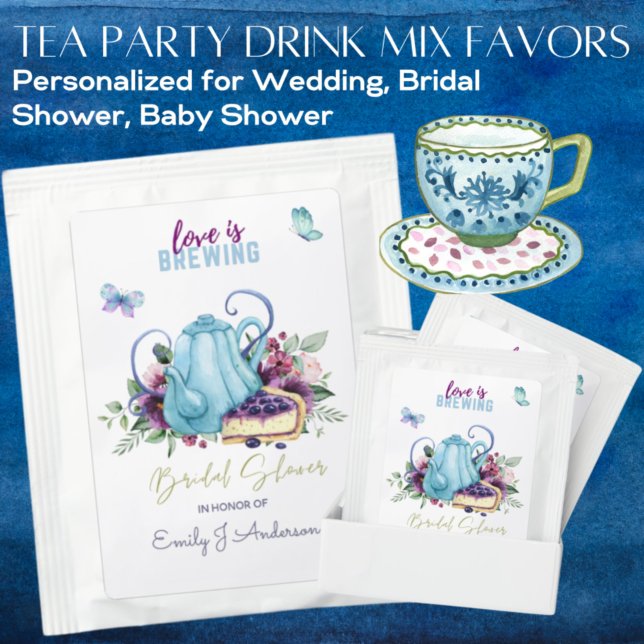 Love Is Brewing Tea Party Bridal Shower Favors Tea Bag Drink Mix (Creator Uploaded)