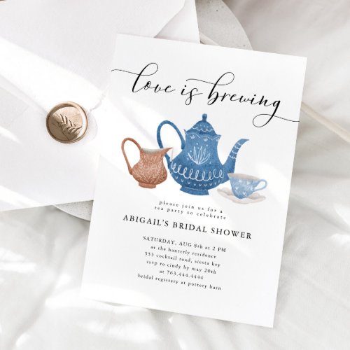 Love is Brewing Tea Party Bridal Shower  Invitation