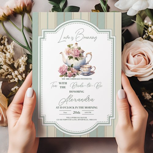 Love is Brewing Tea Party Bridal Shower  Invitation