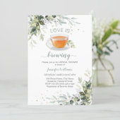 Love is brewing Tea Party Bridal Shower Invitation (Standing Front)