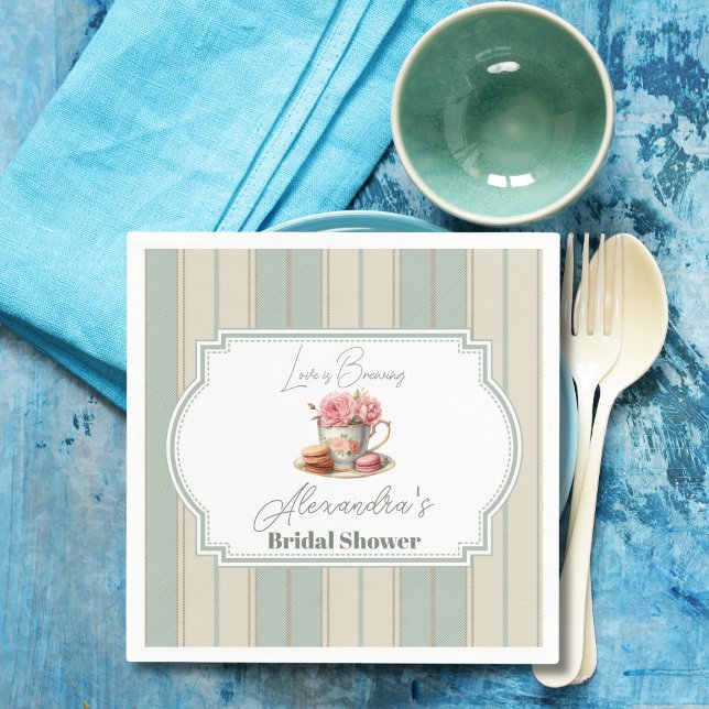 Love is Brewing Tea Party Bridal Shower  Napkins (Creator Uploaded)