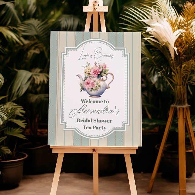 Love is Brewing Tea Party Bridal Shower Welcome  Foam Board (Creator Uploaded)