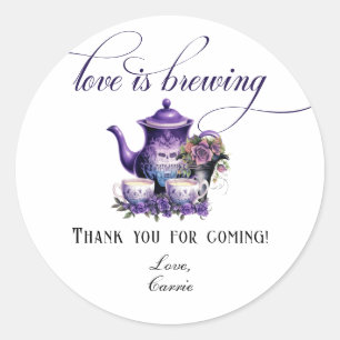 Love is Brewing Tea Party Gothic Bridal Shower Classic Round Sticker