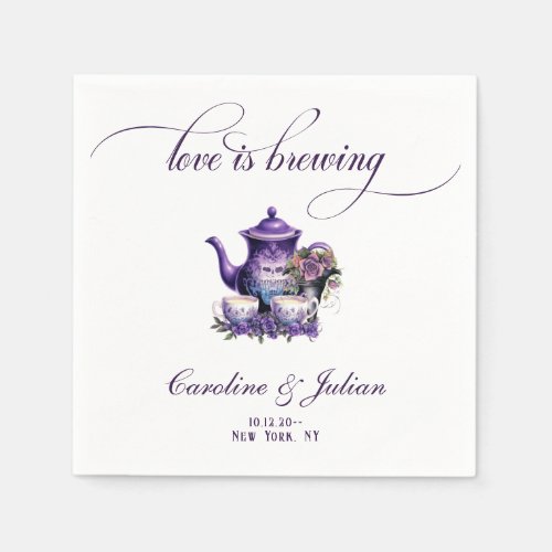 Love is Brewing Tea Party Gothic Bridal Shower Napkins