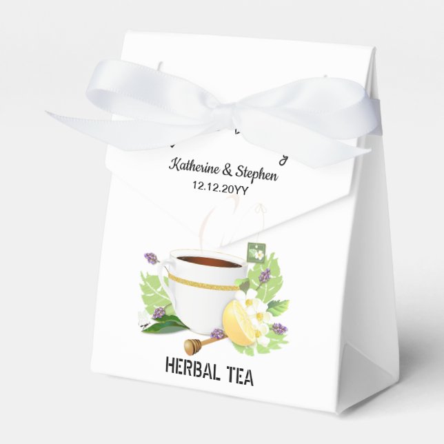 Love Is Brewing Tea Wedding Favor Boxes (Front Side)