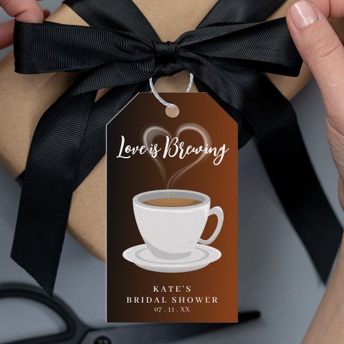 Love is Brewing Terracotta  Black Bridal Shower Gift Tags
