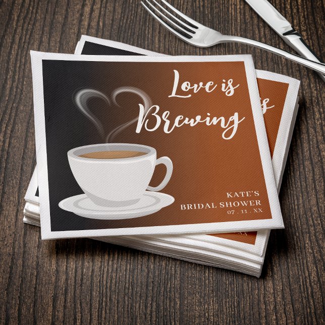 Love is Brewing Terracotta & Black Bridal Shower Napkins (Love is Brewing Terracotta & Black Bridal Shower Napkins
)