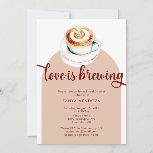 Love is Brewing Terracotta Bridal Shower Boho Invitation (Front)