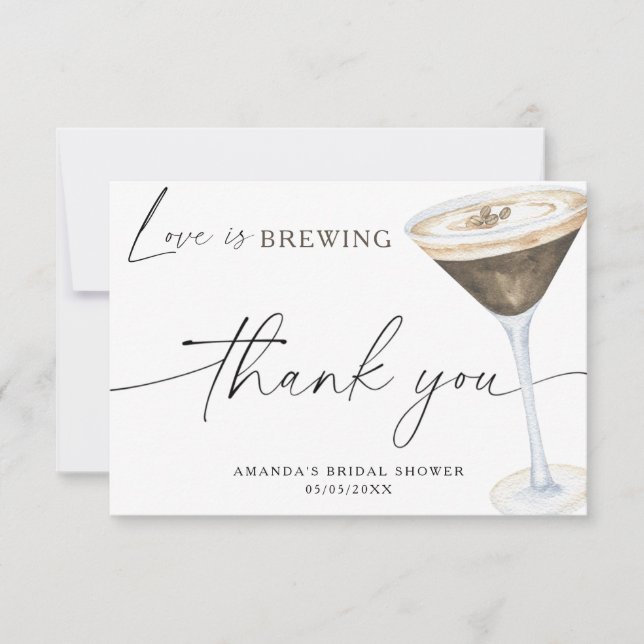 Love is brewing Thank you Bridal shower  Card (Front)
