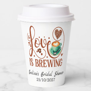 Love Is Brewing Thank You Terracotta Coffee Theme Paper Cups
