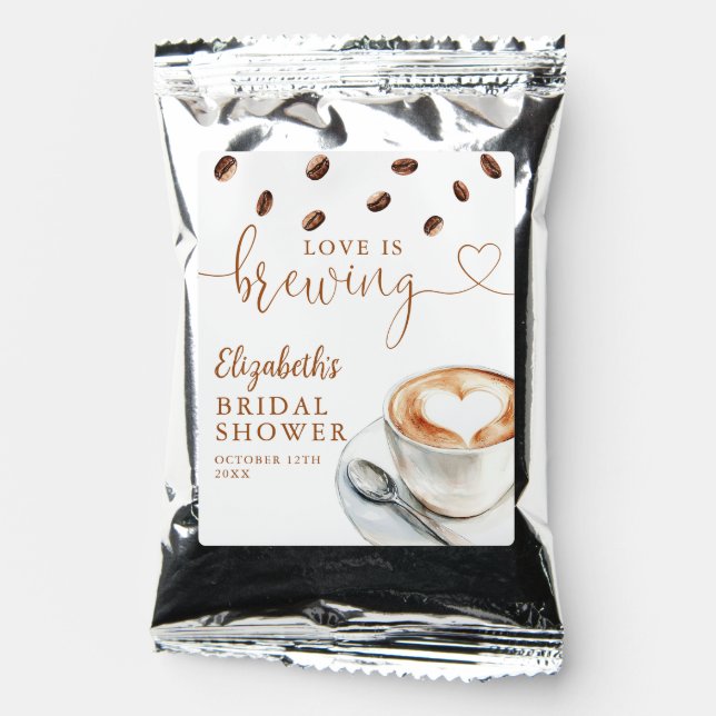 Love Is Brewing Theme Bridal Shower Coffee Drink Mix (Front)