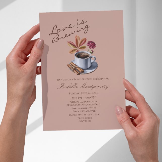 Love Is Brewing Themed Fall Coffee Bridal Shower Invitation (Love Is Brewing Themed Fall Coffee Bridal Shower Invitations
)