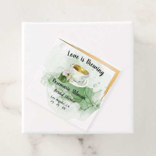 Love is Brewing Tropical Palm Tea Bridal Shower Favor Tags