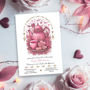 Love is Brewing Vintage Tea Party Bridal Shower Invitation