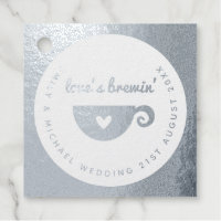 Love Is Brewing Wedding Bridal Real Foil Tea Cup Foil Favor Tags