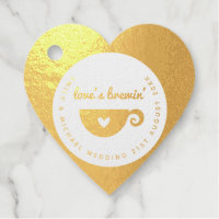 Love Is Brewing Wedding Bridal Real Foil Tea Cup Foil Favor Tags