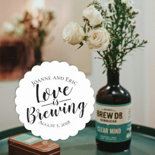 love is brewing wedding couple names pub wedding paper coaster