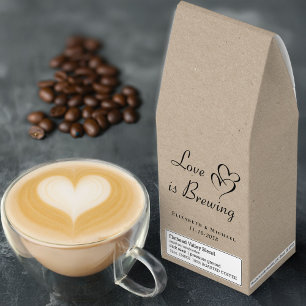 Love Is Brewing Wedding Favor Kraft Paper Roasted Coffee