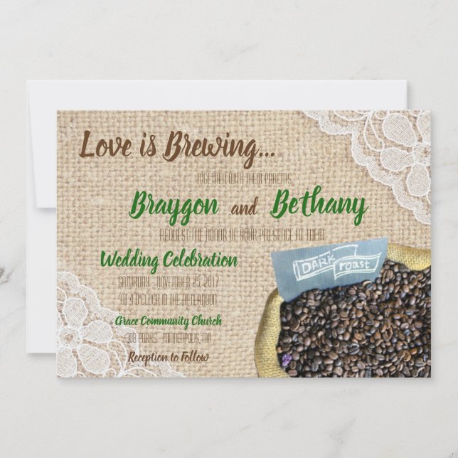Love is Brewing Wedding Invitation (Front)