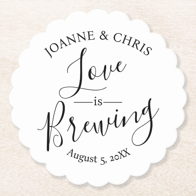 love is brewing wedding pub custom coaster (Front)