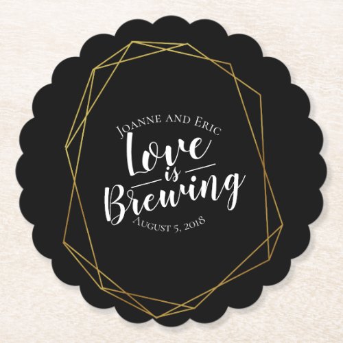 love is brewing wedding pub custom coaster gold