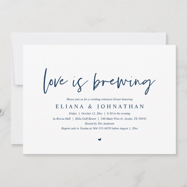 Love is brewing, Wedding Rehearsal Dinner Invitati Invitation (Front)