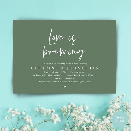 Love is brewing Wedding Rehearsal Dinner Invitati Invitation