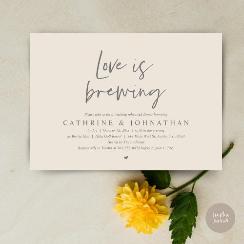 Love is brewing Wedding Rehearsal Dinner Invitati Invitation