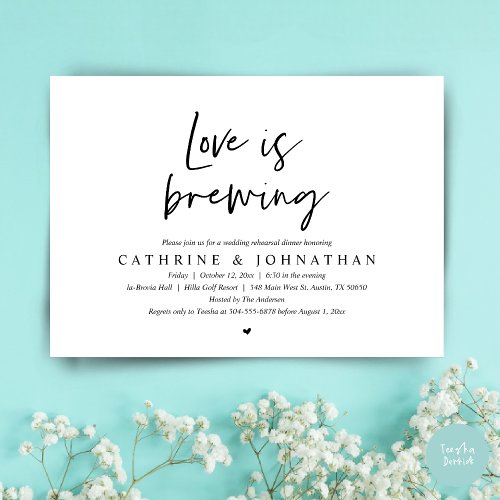 Love is brewing Wedding Rehearsal Dinner Invitation