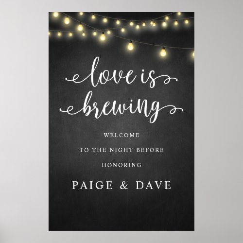 Love is Brewing Wedding Rehearsal Dinner Rustic Poster