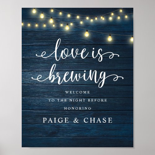 Love is Brewing Wedding Rehearsal Dinner Rustic Poster