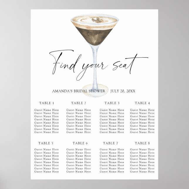 Love is brewing Wedding seating chart (Front)