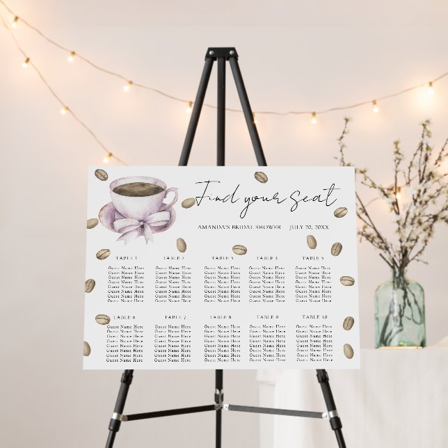 Love is brewing Wedding seating chart Foam Board (In Situ (Stand))