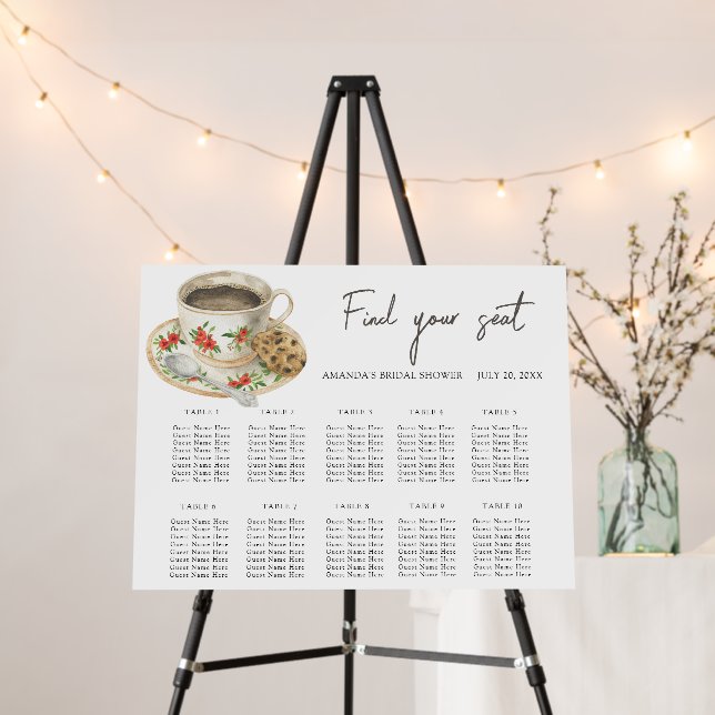 Love is brewing Wedding seating chart Foam Board (In Situ (Stand))
