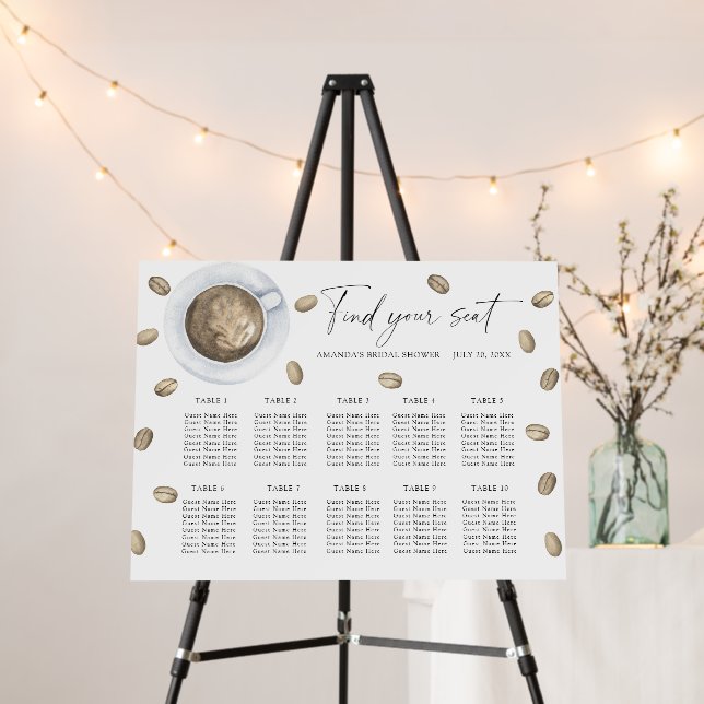 Love is brewing Wedding seating chart Foam Board (In Situ (Stand))