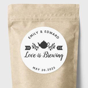 Love is Brewing Wedding Tea Favor Classic Round Sticker