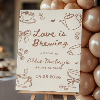 Love is Brewing Welcome Sign Editable Printable
