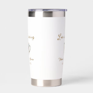 Love is Brewing white coffee mug heart bridal show Insulated Tumbler