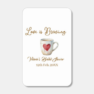 Love is Brewing white coffee mug heart bridal show Matchboxes