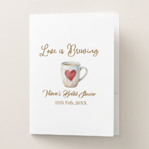 Love is Brewing white coffee mug heart bridal show Pocket Folder