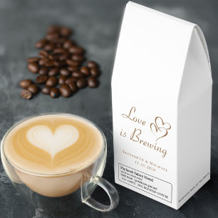 Love Is Brewing White Gold Wedding Favor Roasted Coffee