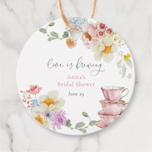Love is Brewing Wildflower Tea Bridal Shower Favor Tags