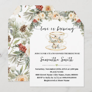 Love is Brewing Winter Tea Bridal Shower Invite