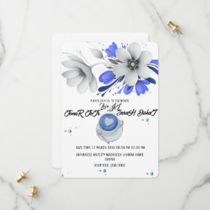 Love is Bridal Shower Invitation, Blue Floral, Blu Save The Date